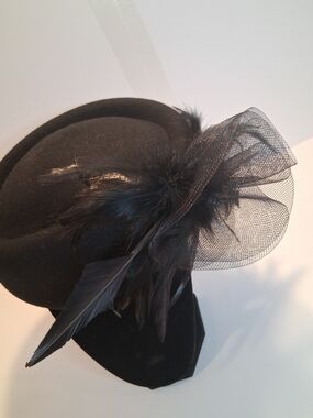 Elegant Black Feathered Fascinator Hat